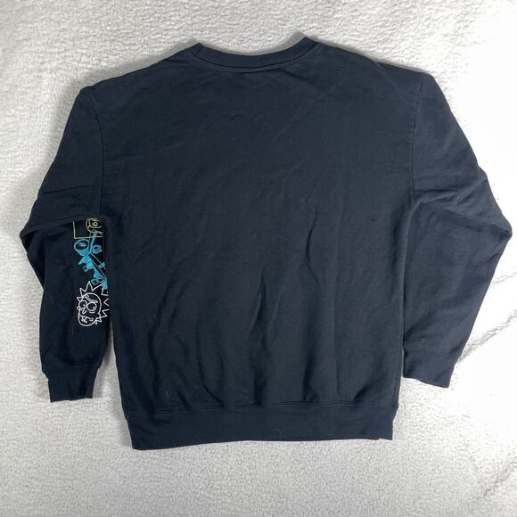 Rick & Morty Sweatshirt Mens Medium Trippy Black Adult Swim Psychedelic Crewneck - Picture 2 of 16